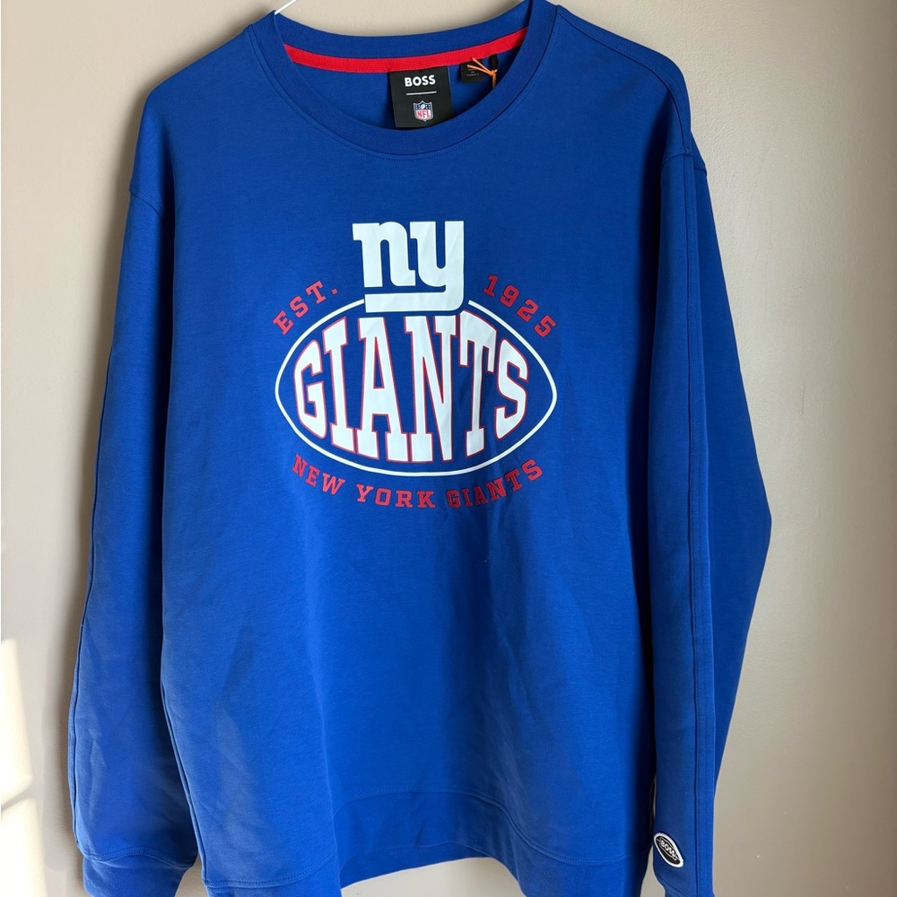 Boss Men's Blue New York Giants Crewneck Sweater